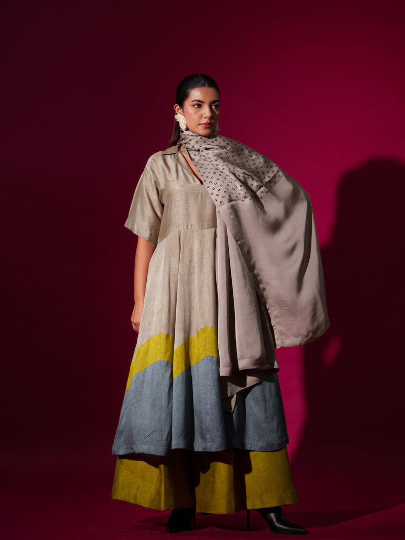 Infinity Dress-Grey + Leaf green + Teal mysore silk dresses by Stoique in grey, leaf green, teal for women Worldwide