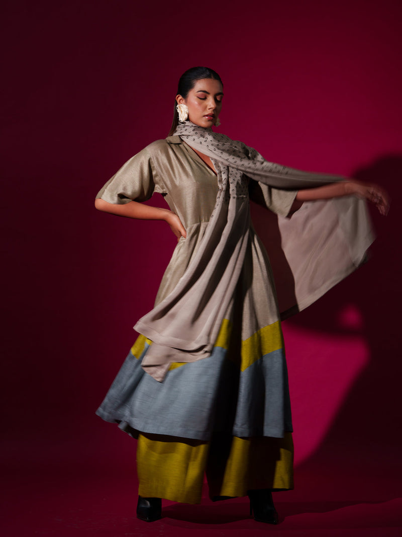 Infinity Dress-Grey + Leaf green + Teal mysore silk dresses by Stoique in grey, leaf green, teal for women Worldwide