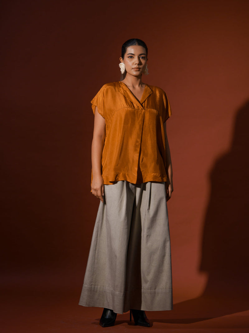 Prosper Pants -Grey cotton lycra pants/trousers by Stoique in grey for women Worldwide