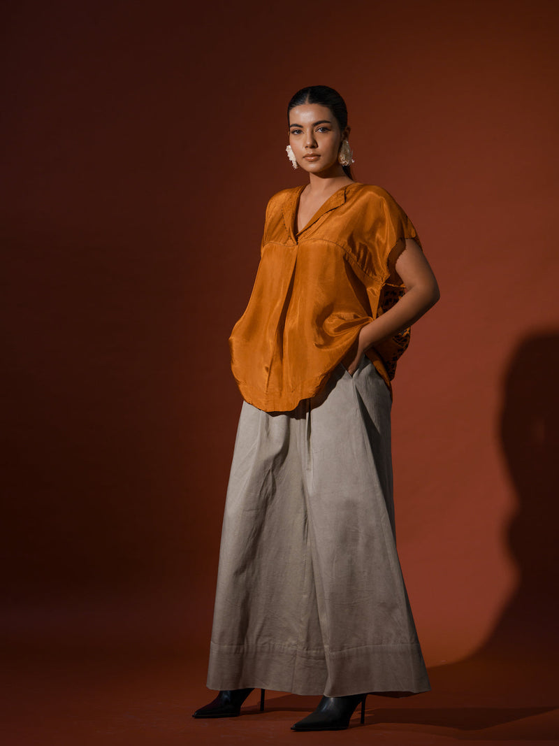 Prosper Pants -Grey cotton lycra pants/trousers by Stoique in grey for women Worldwide