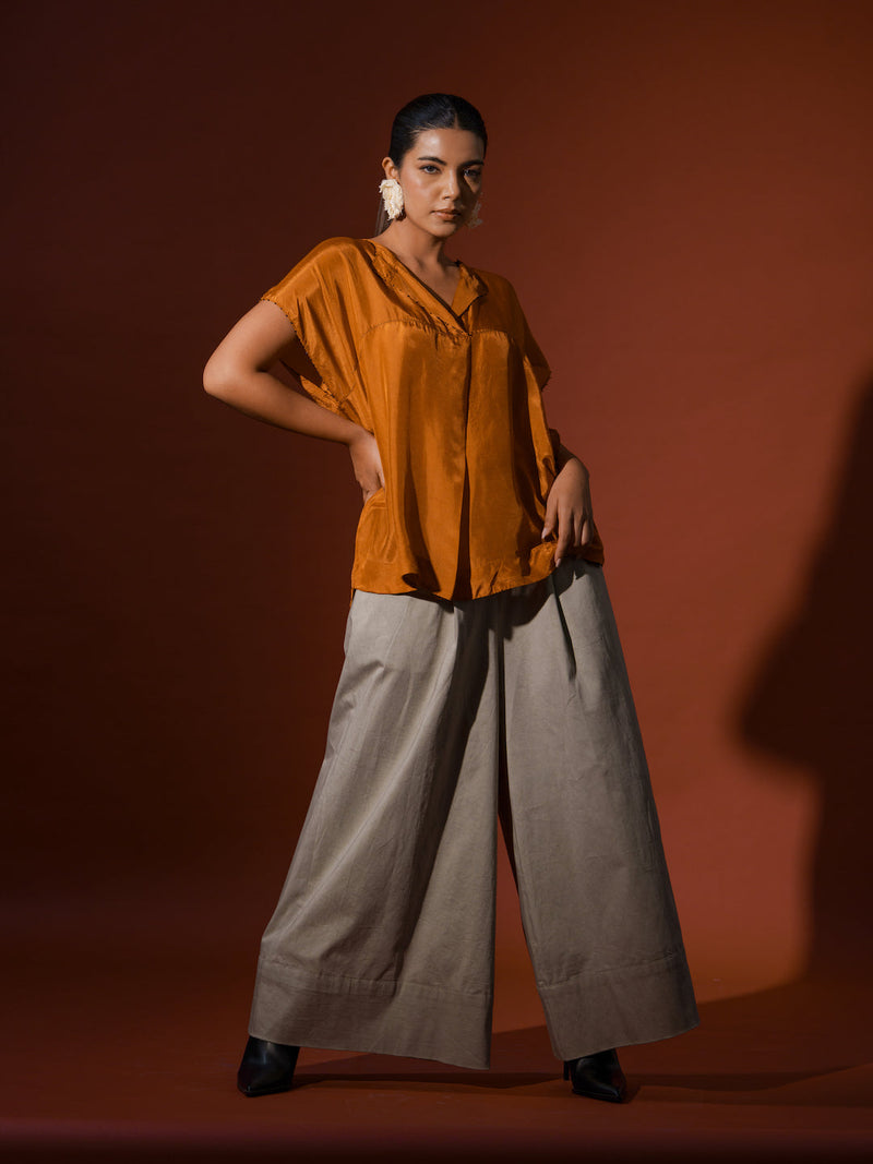 Prosper Pants -Grey cotton lycra pants/trousers by Stoique in grey for women Worldwide