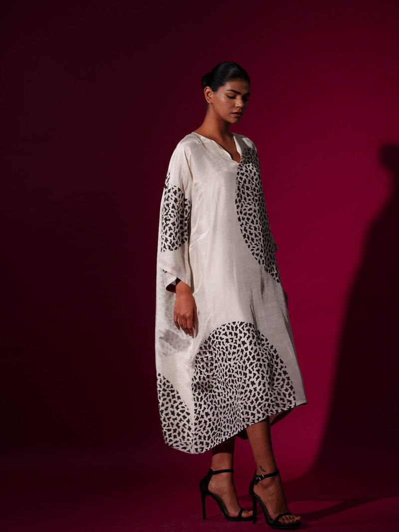 Pri Dress-Natural + Black upada silk dresses by Stoique in natural, black for women Worldwide
