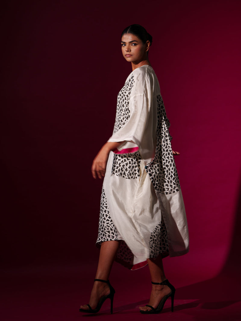 Pri Dress-Natural + Black upada silk dresses by Stoique in natural, black for women Worldwide