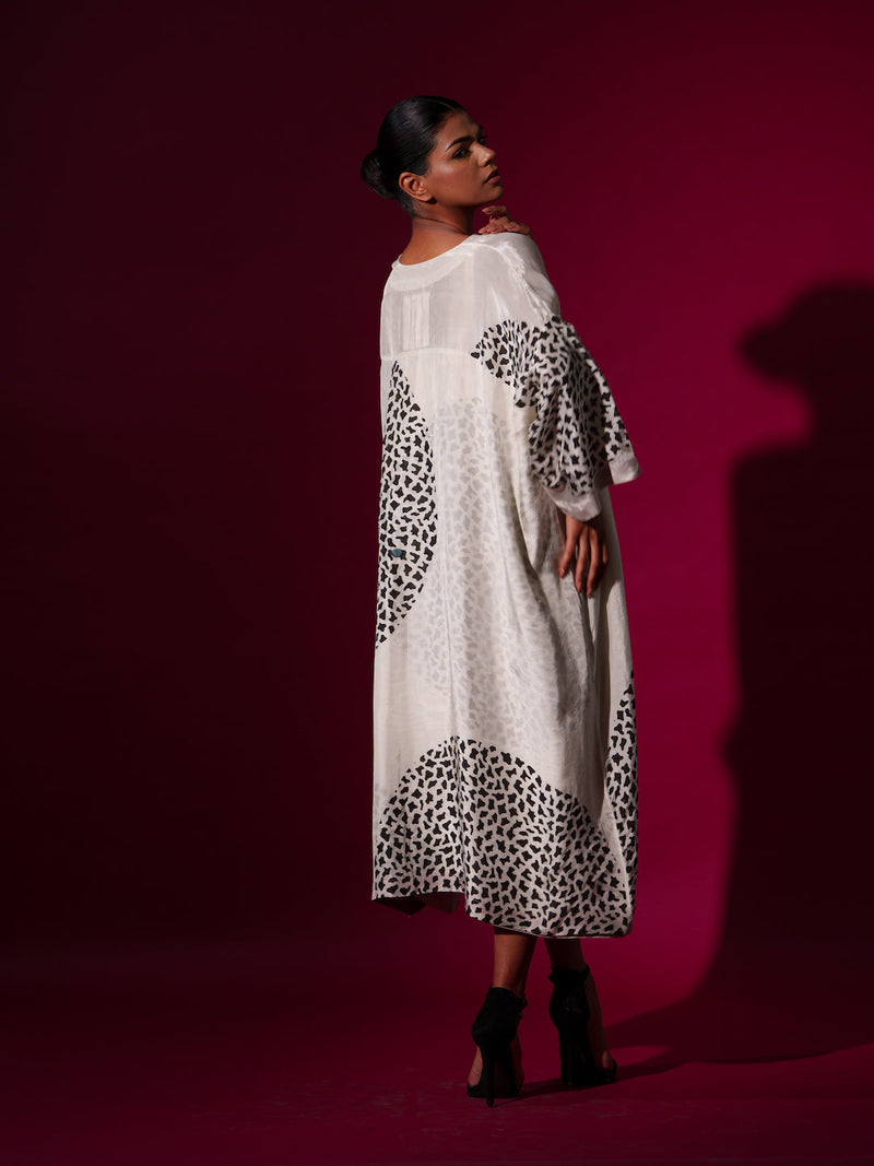 Pri Dress-Natural + Black upada silk dresses by Stoique in natural, black for women Worldwide