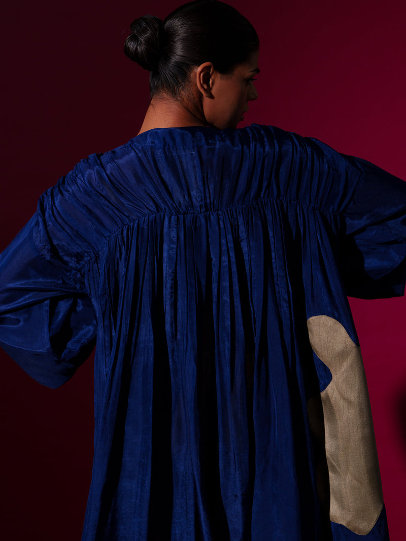 Rose Dress-Blue + Grey mysore silk dresses by Stoique in blue, grey for women Worldwide