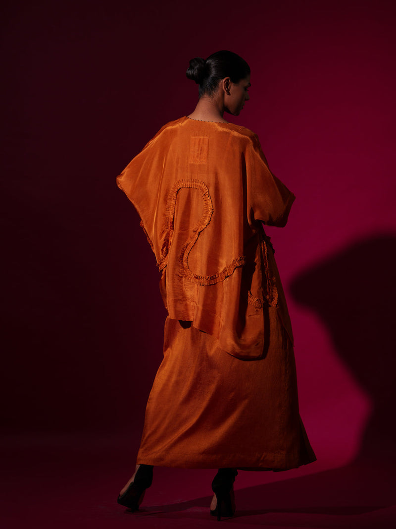 Flamingo Top-Rust Orange upada silk tops and shirts by Stoique in rust orange for women Worldwide