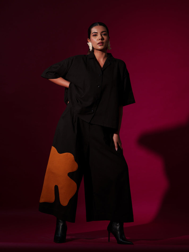 Gunpowder Shirt-Black + Rust Orange 100% cotton tops and shirts by Stoique in black, rust orange for women Worldwide