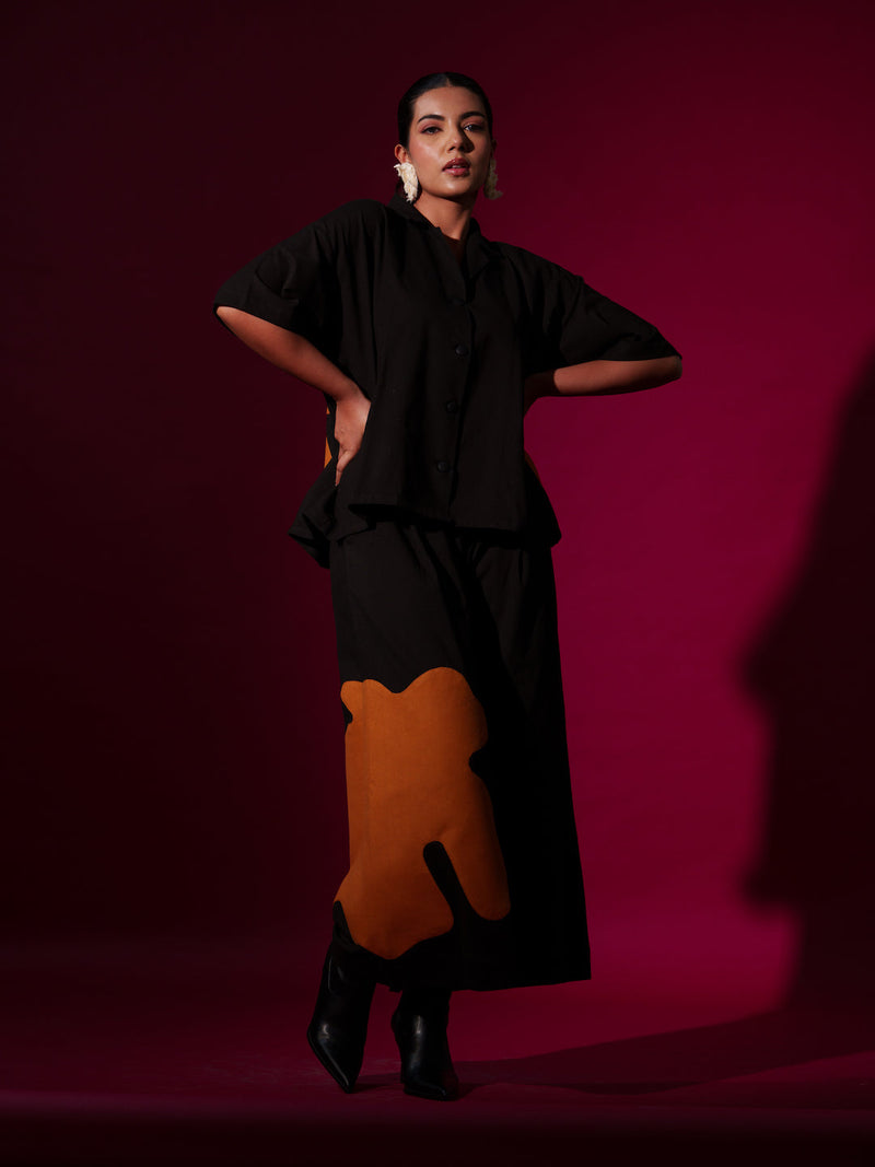 Cumin Pants -Black + Rust Orange 100% cotton pants/trousers by Stoique in black, rust orange for women Worldwide