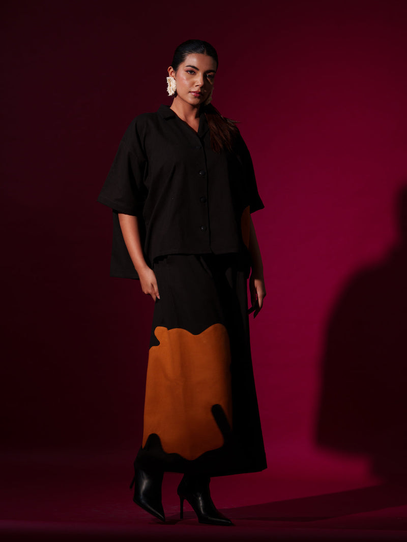 Cumin Pants -Black + Rust Orange 100% cotton pants/trousers by Stoique in black, rust orange for women Worldwide