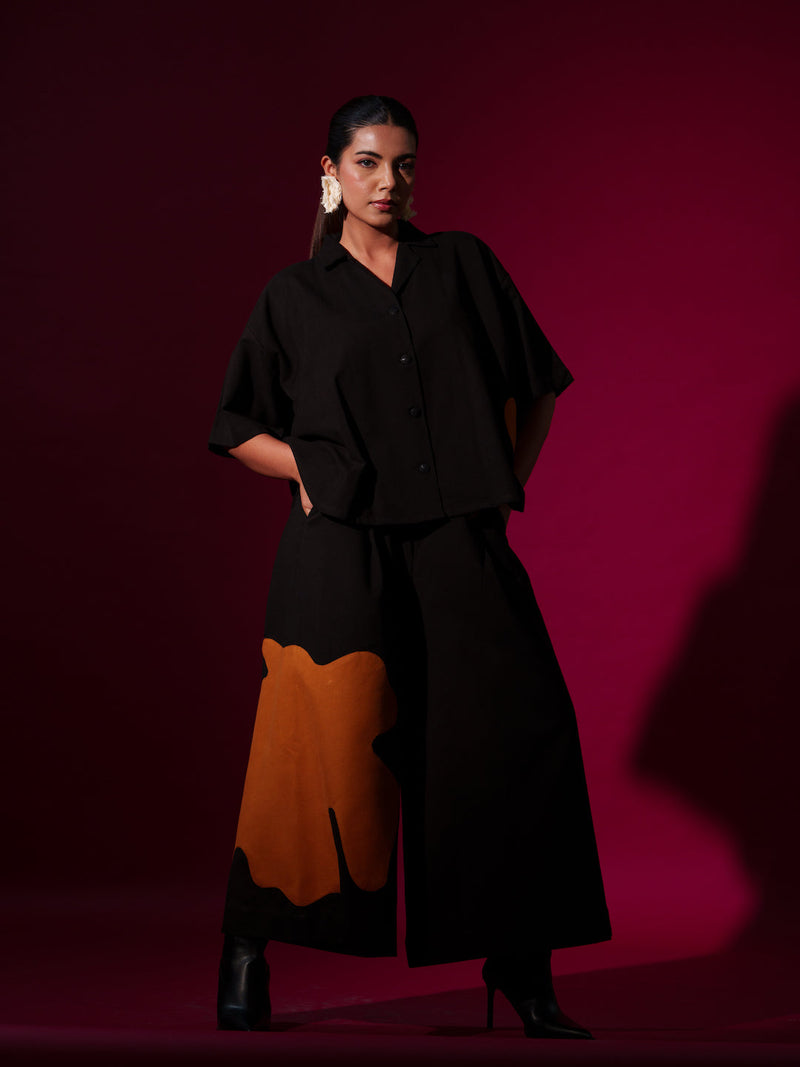 Cumin Pants -Black + Rust Orange 100% cotton pants/trousers by Stoique in black, rust orange for women Worldwide