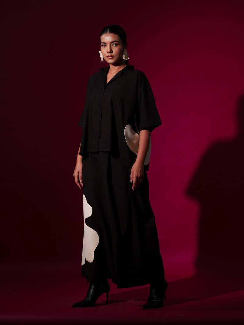 Gunpowder Shirt-Black + NAtural 100% cotton tops and shirts by Stoique in black, natural for women Worldwide