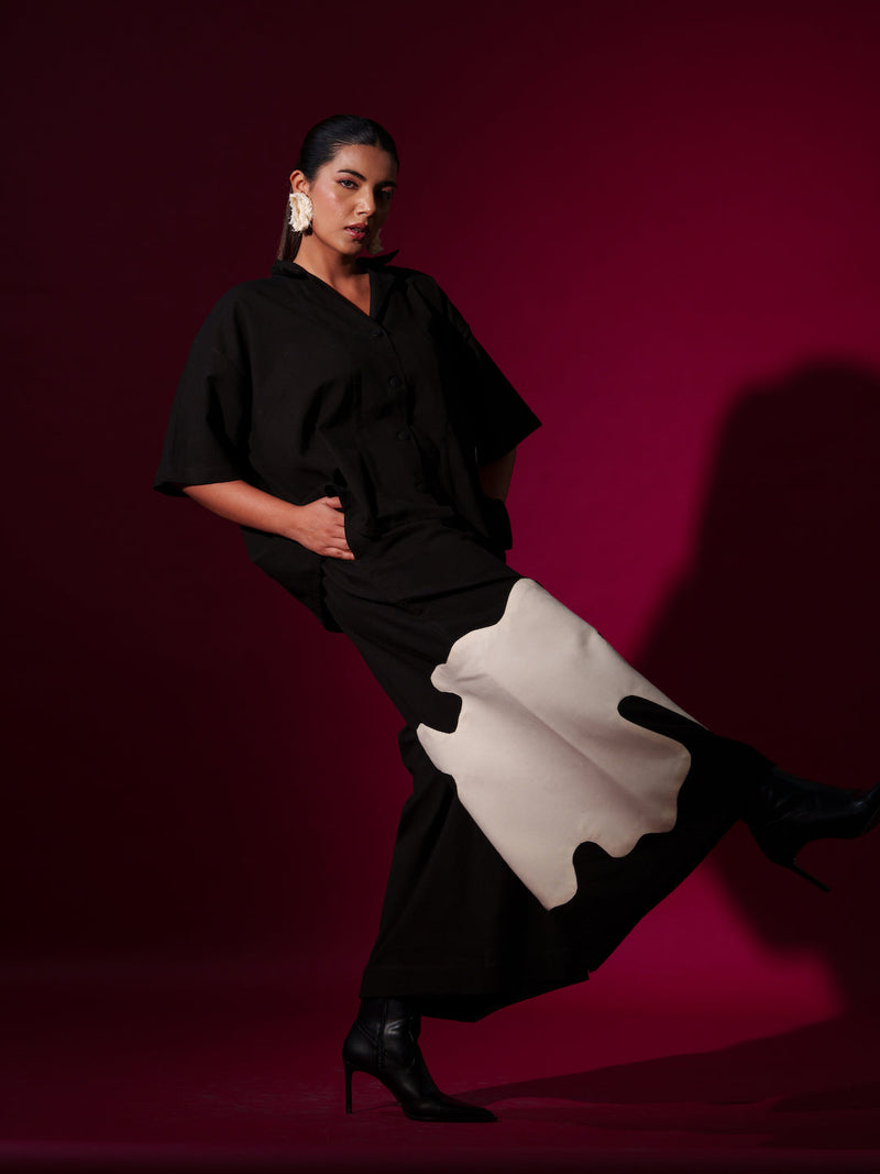 Cumin Pants -Black + Natural 100% cotton pants/trousers by Stoique in black, natural for women Worldwide