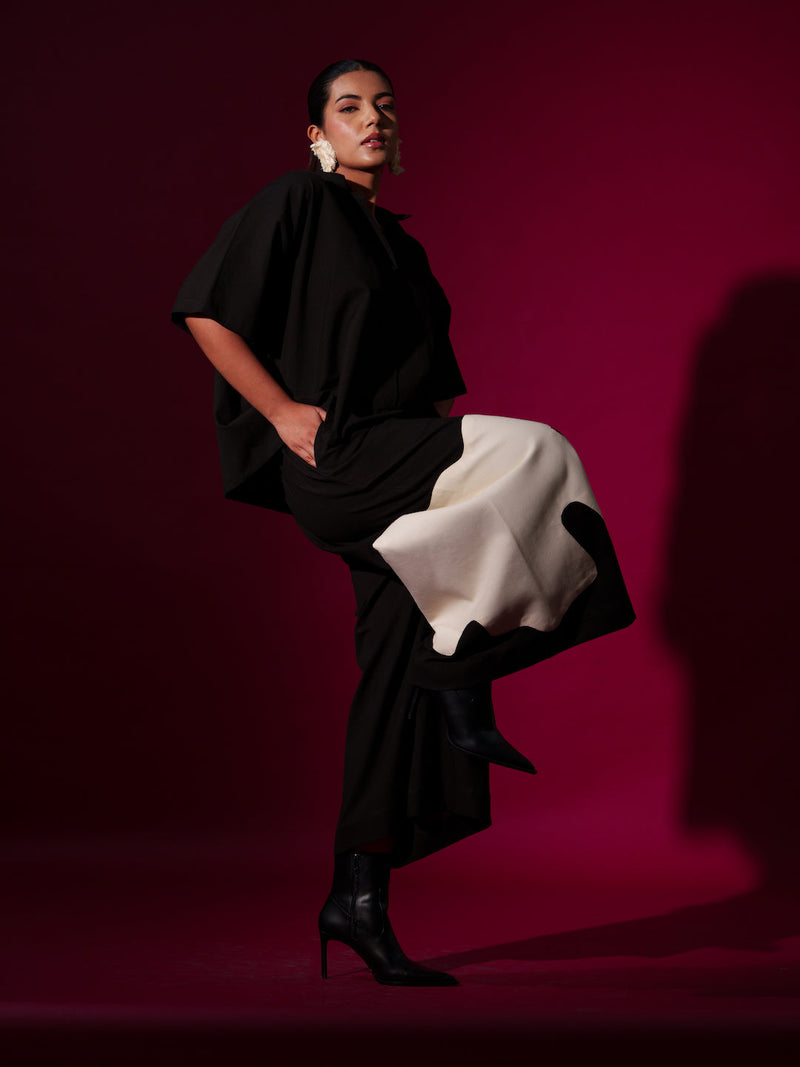 Cumin Pants -Black + Natural 100% cotton pants/trousers by Stoique in black, natural for women Worldwide