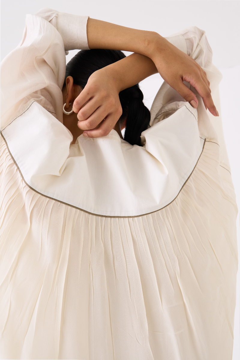 BAT SLEEVE TOP 
- IVORY chanderi by THREE in ivory color for women Worldwide