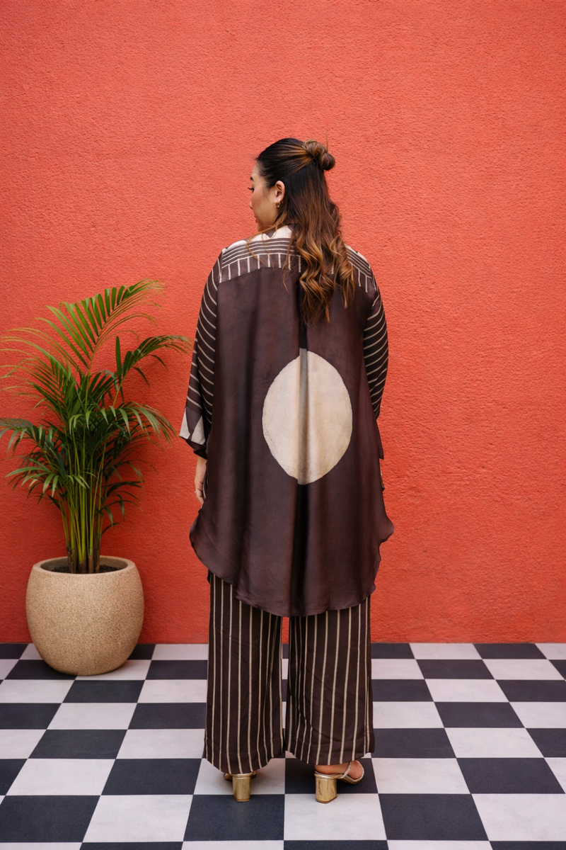 MATI Organic Brown Tunic Set satin by PRAHNAAYA in brown color for women Worldwide