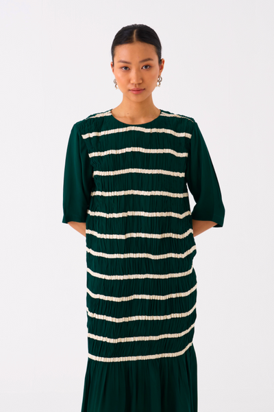 SHIRRING DRESS-GREEN