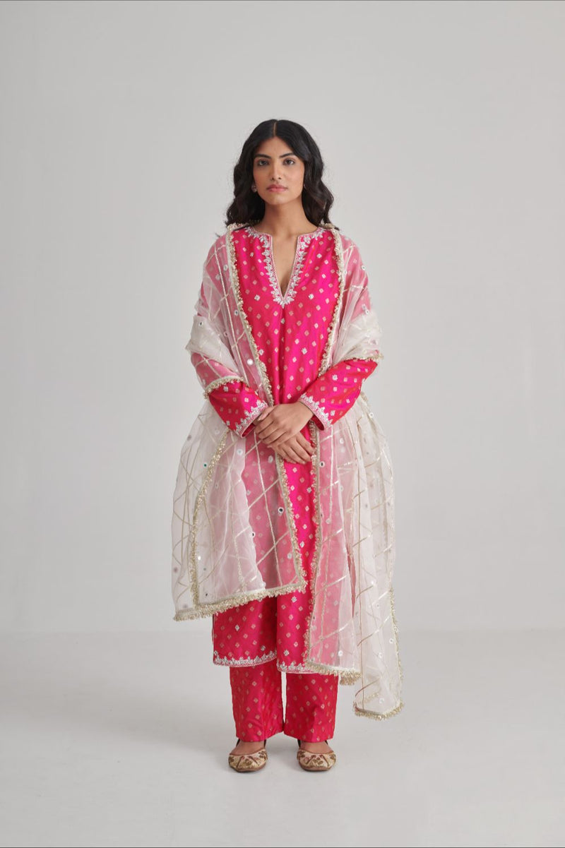 ADHIRA DUPATTA organza by Rashika Mittal in ivory color for women Worldwide