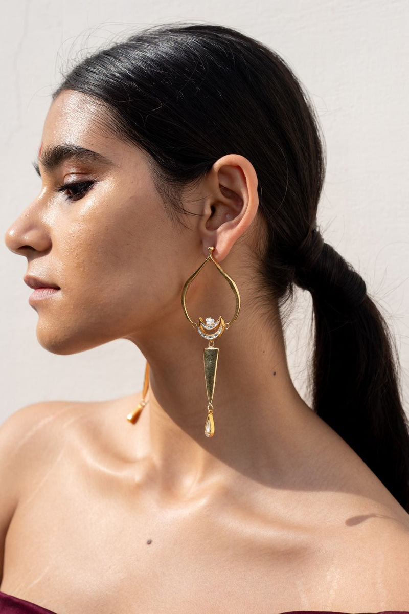 Jalsa Earrings by Aarjavee in gold color for women Worldwide