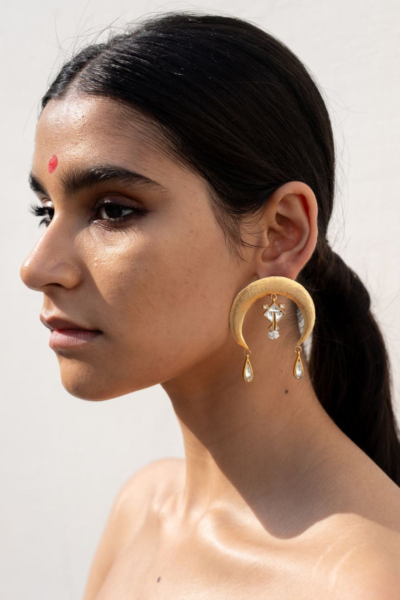 Chatt Earrings by Aarjavee in gold color for women Worldwide