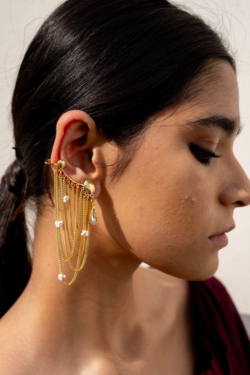 Lamhe Earrings by Aarjavee in gold color for women Worldwide