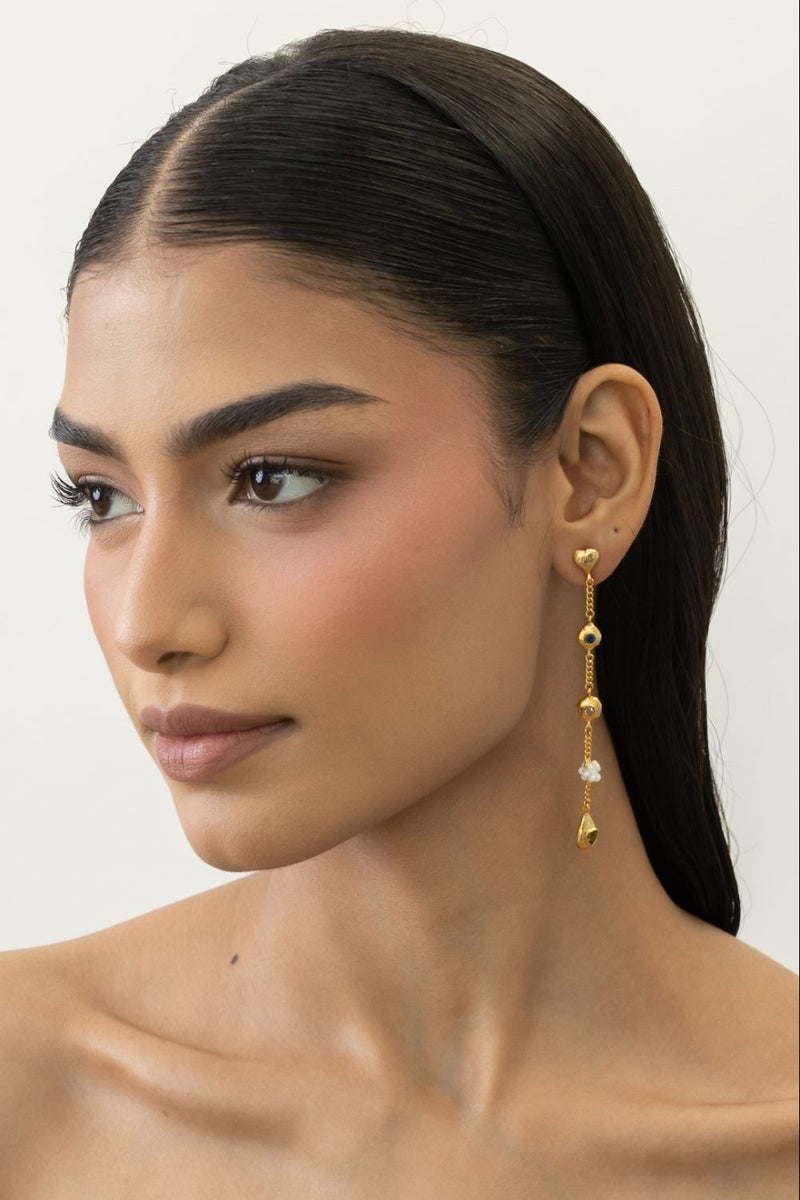AE56G Colour Drip 18k gold plated on brass earring by Aarjavee for women Worldwide