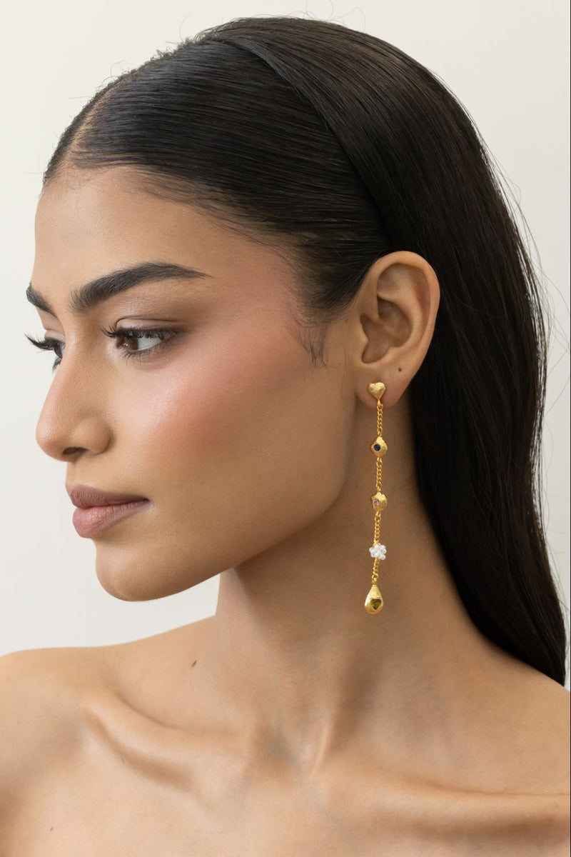AE56G Colour Drip 18k gold plated on brass earring by Aarjavee for women Worldwide