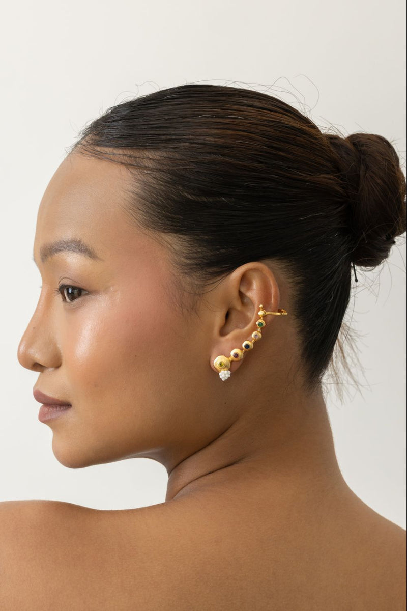 AE57G Summer Slice Cuffs 18k gold plated on brass earring by Aarjavee for women Worldwide