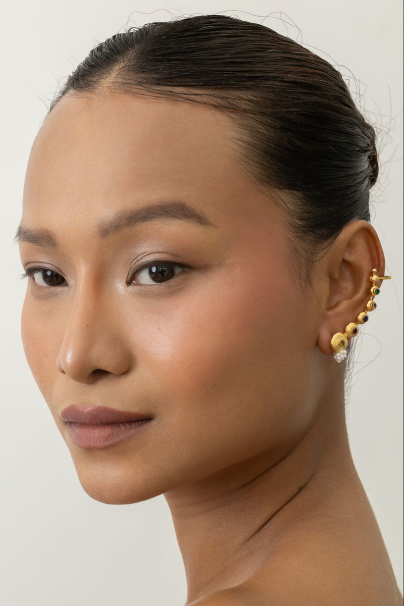 AE57G Summer Slice Cuffs 18k gold plated on brass earring by Aarjavee for women Worldwide