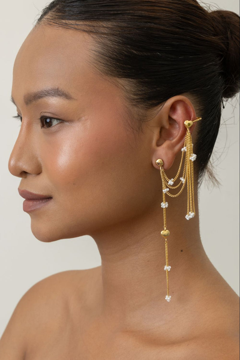 AE58G Ras Cuffs 18k gold plated on brass earring by Aarjavee for women Worldwide