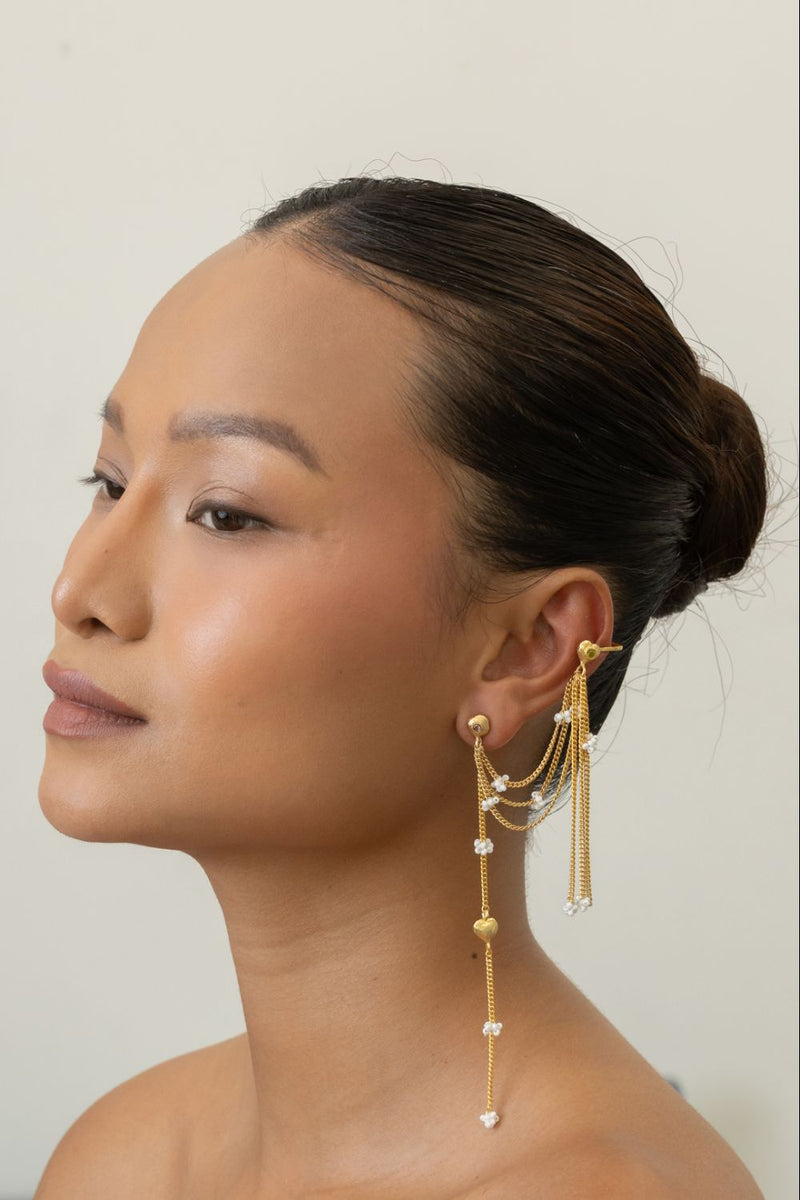 AE58G Ras Cuffs 18k gold plated on brass earring by Aarjavee for women Worldwide
