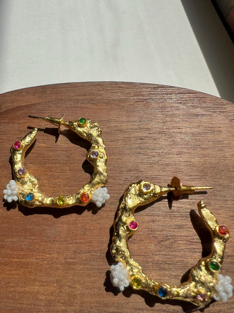 AE59G Sugar Hoops 18k gold plated on brass earring by Aarjavee for women Worldwide