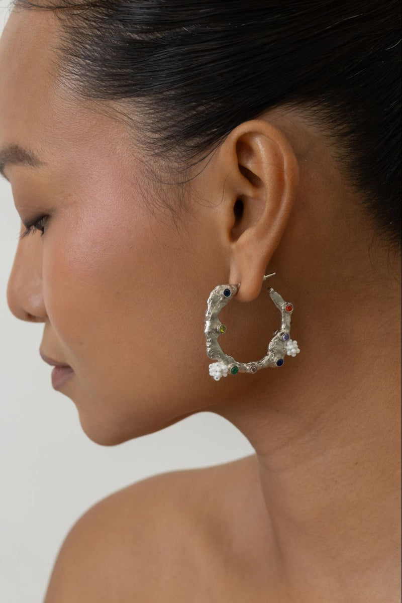 AE59S Sugar Hoops 18k gold plated on brass earring by Aarjavee for women Worldwide