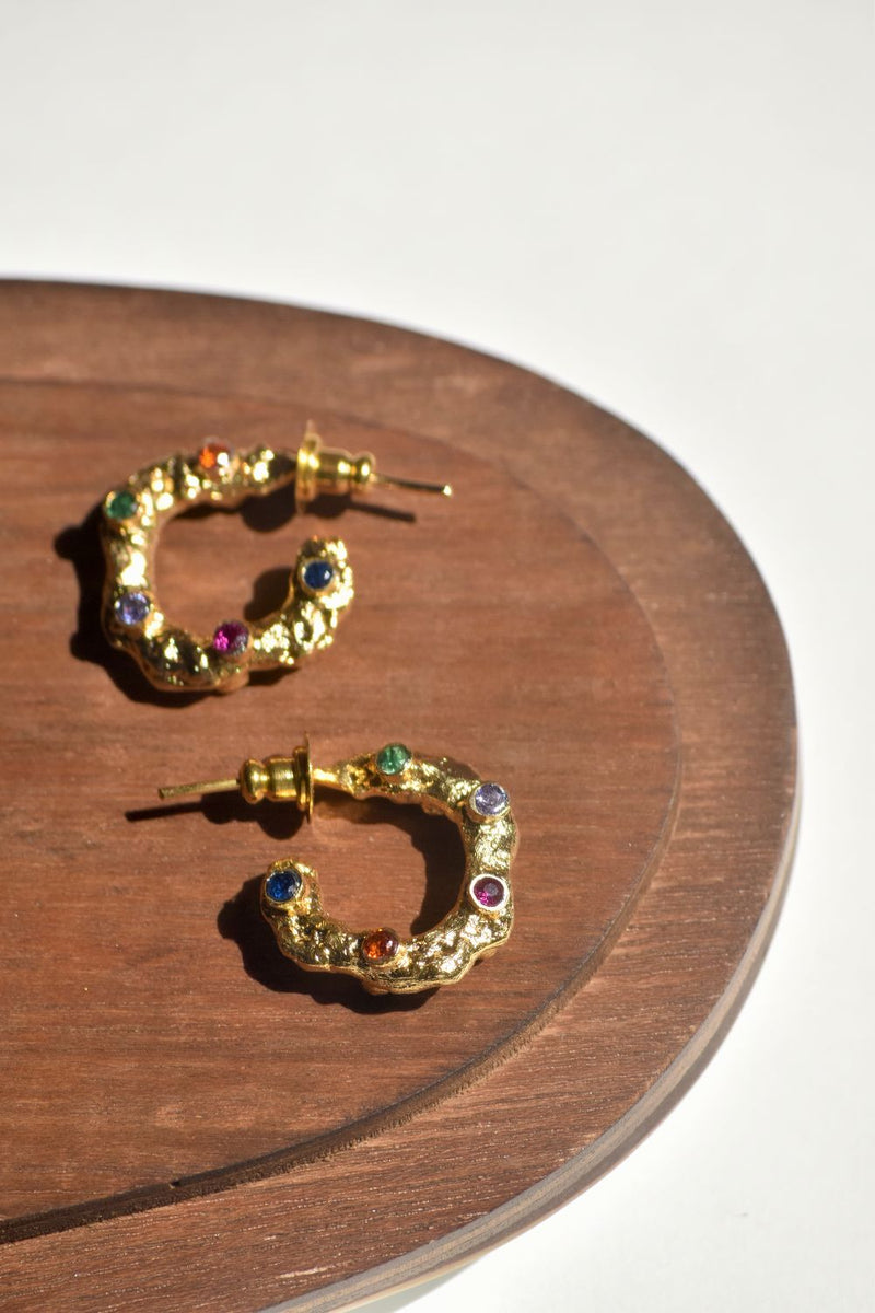 AE61G Sugar Bite Hoops 18k gold plated on brass earring by Aarjavee for women Worldwide