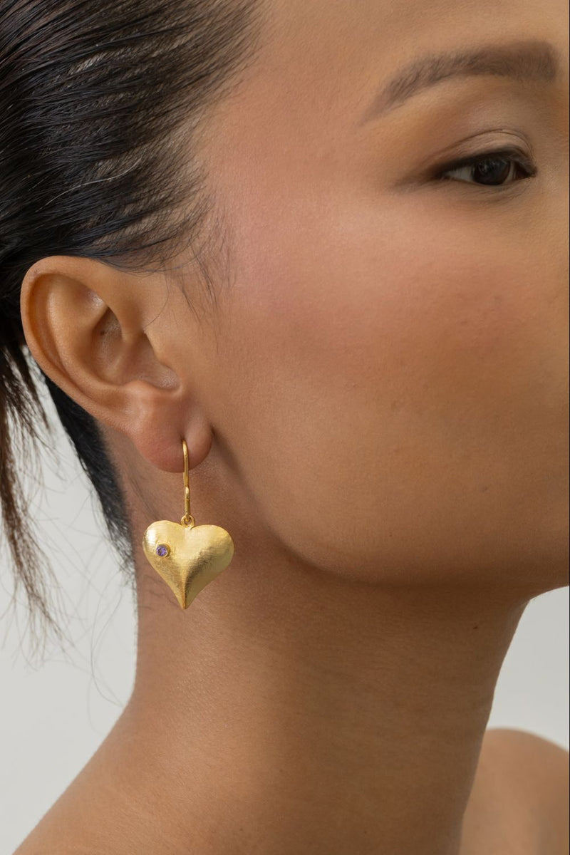 AE62G Happy Hearts 18k gold plated on brass earring by Aarjavee for women Worldwide