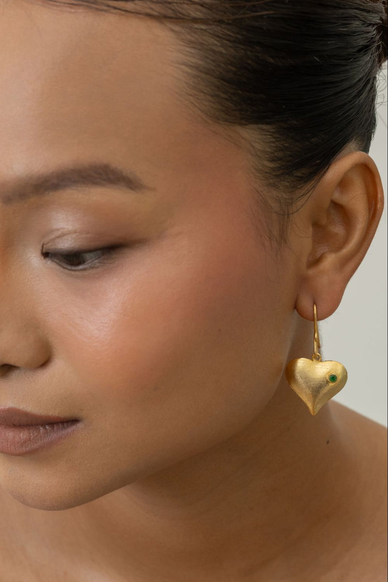 AE62G Happy Hearts 18k gold plated on brass earring by Aarjavee for women Worldwide