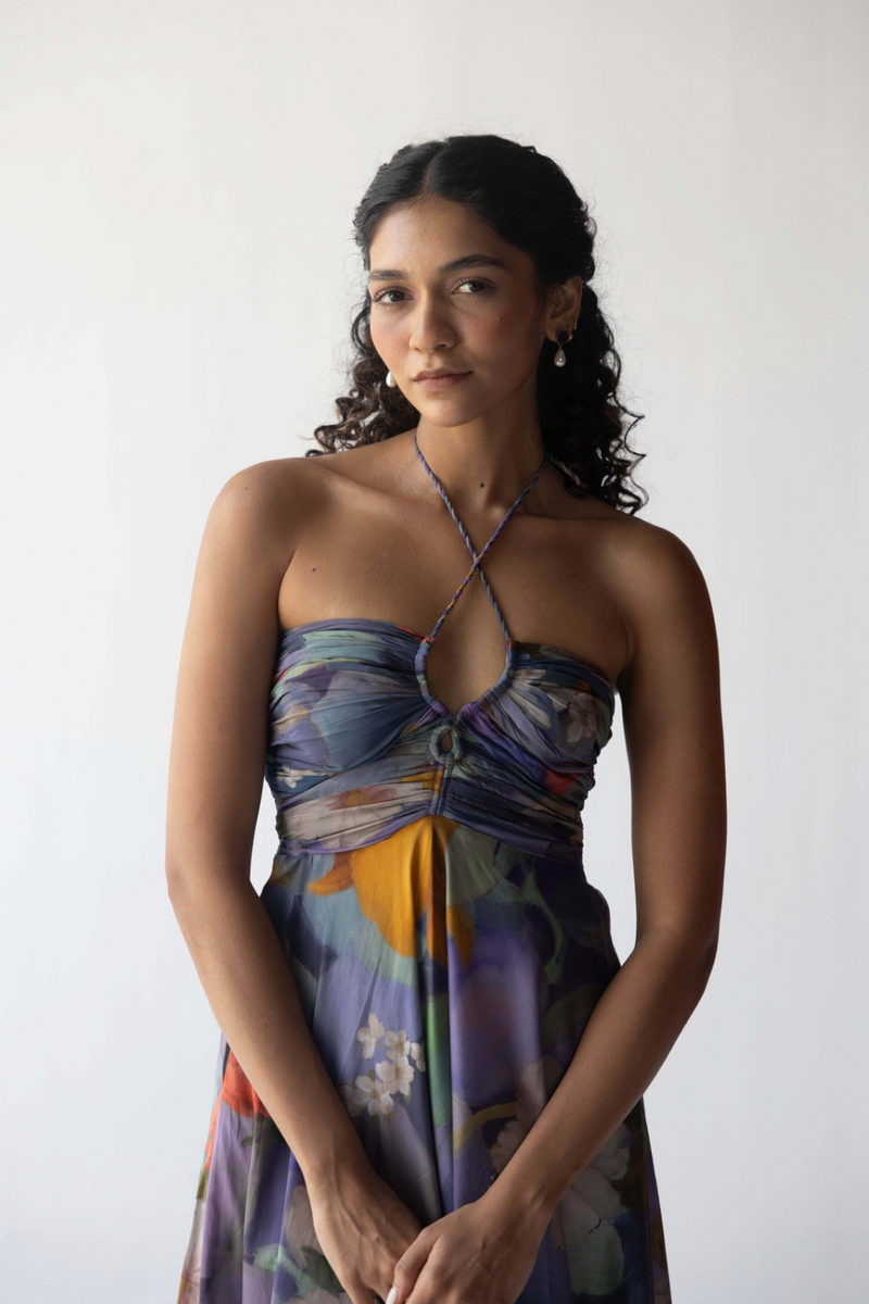 BLUEBERRY GROVE DRESS by Yam in blue color for women Worldwide