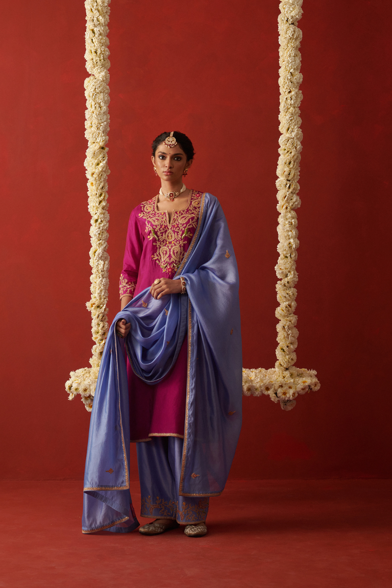 AFSANA DUPATTA silk by Rashika Mittal in blue color for women Worldwide