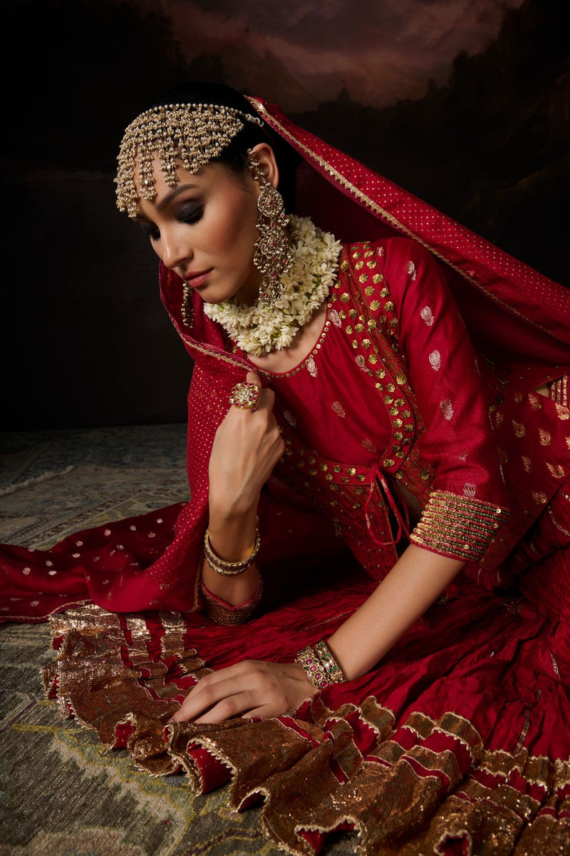 AISHA DUPATTA chanderi by SWATTI KAPOOR in red color for women Worldwide