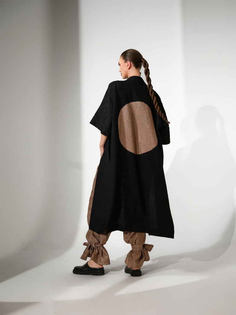 Grain Overlay-Black + Grey crushed silk jacket/overlay by Stoique in black, grey for women Worldwide