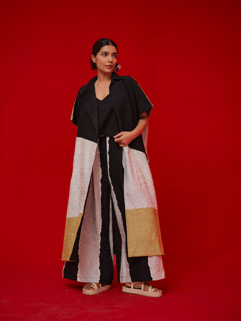 Awaken Tunic-Black + Ivory + Yellow crushed silk tunics/kaftan by Stoique in black, ivory, yellow for women Worldwide