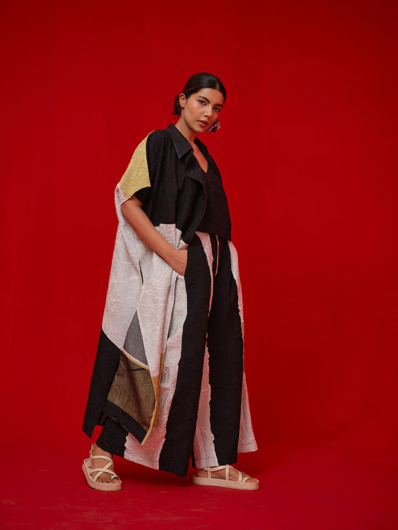 Awaken Tunic-Black + Ivory + Yellow crushed silk tunics/kaftan by Stoique in black, ivory, yellow for women Worldwide