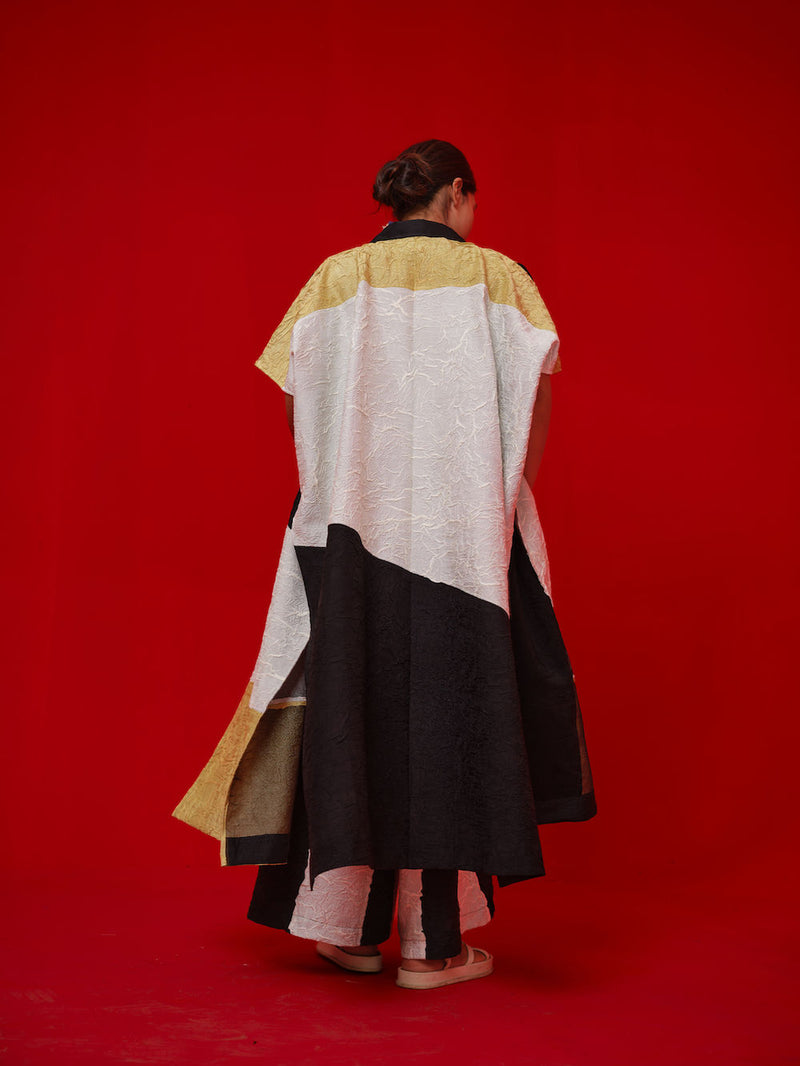 Awaken Tunic-Black + Ivory + Yellow crushed silk tunics/kaftan by Stoique in black, ivory, yellow for women Worldwide
