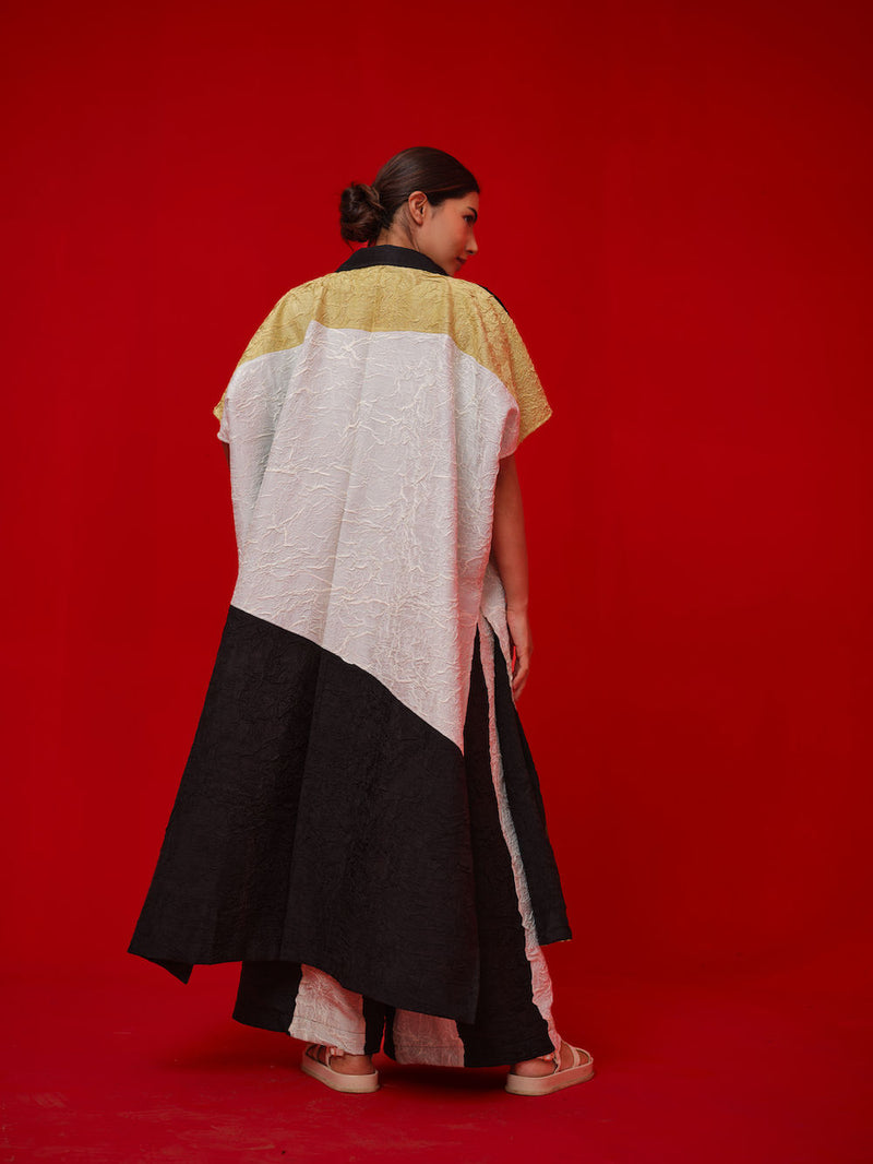 Awaken Tunic-Black + Ivory + Yellow crushed silk tunics/kaftan by Stoique in black, ivory, yellow for women Worldwide