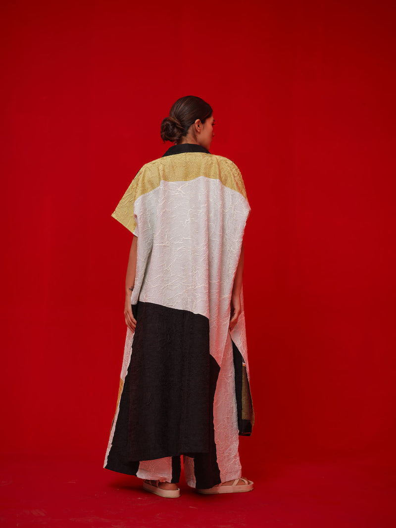 Awaken Tunic-Black + Ivory + Yellow crushed silk tunics/kaftan by Stoique in black, ivory, yellow for women Worldwide