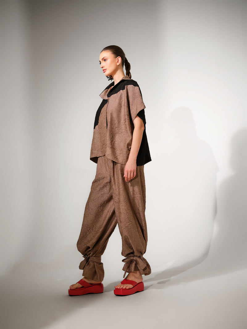 Emerge Overlay-Grey + Black crushed silk jacket/overlay by Stoique in grey, black for women Worldwide