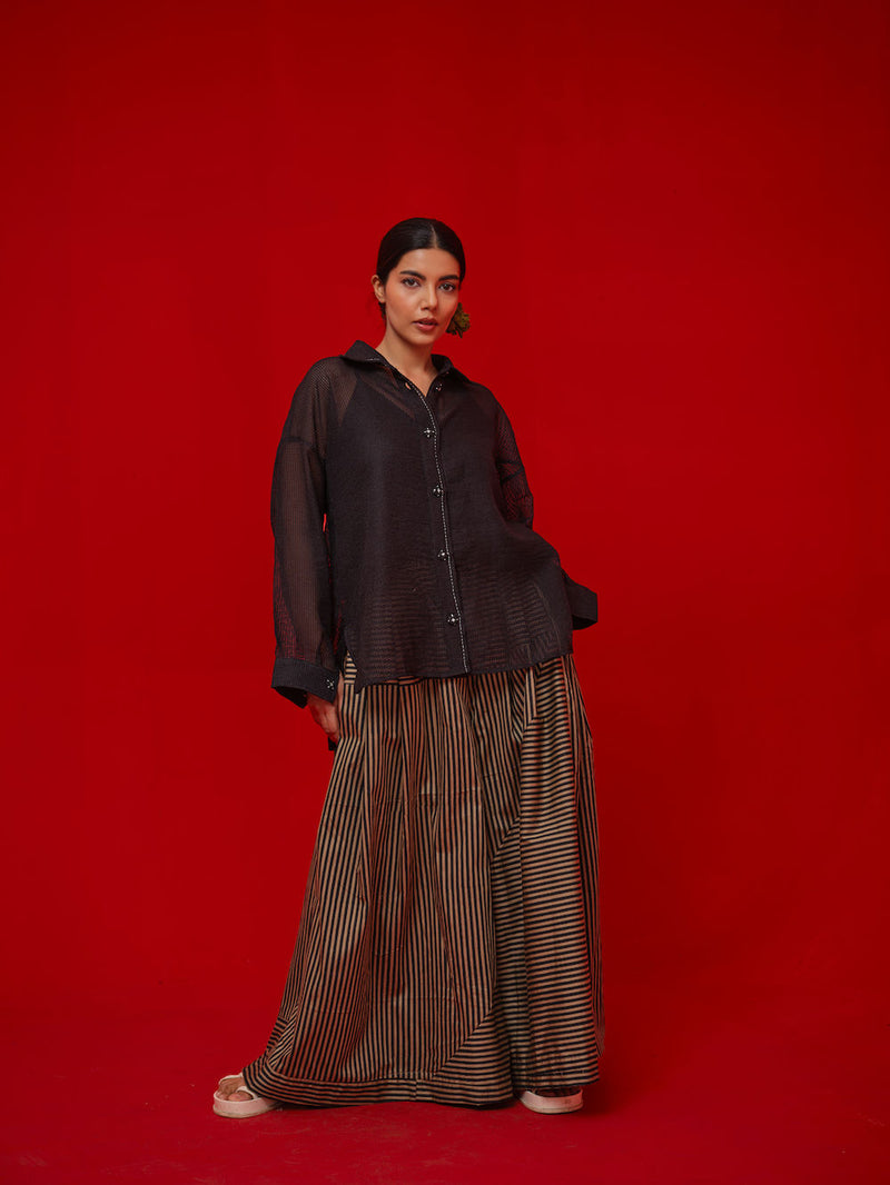 Float Pants-Beige + Black italian cotton pant/trouser by Stoique in beige, black for women Worldwide