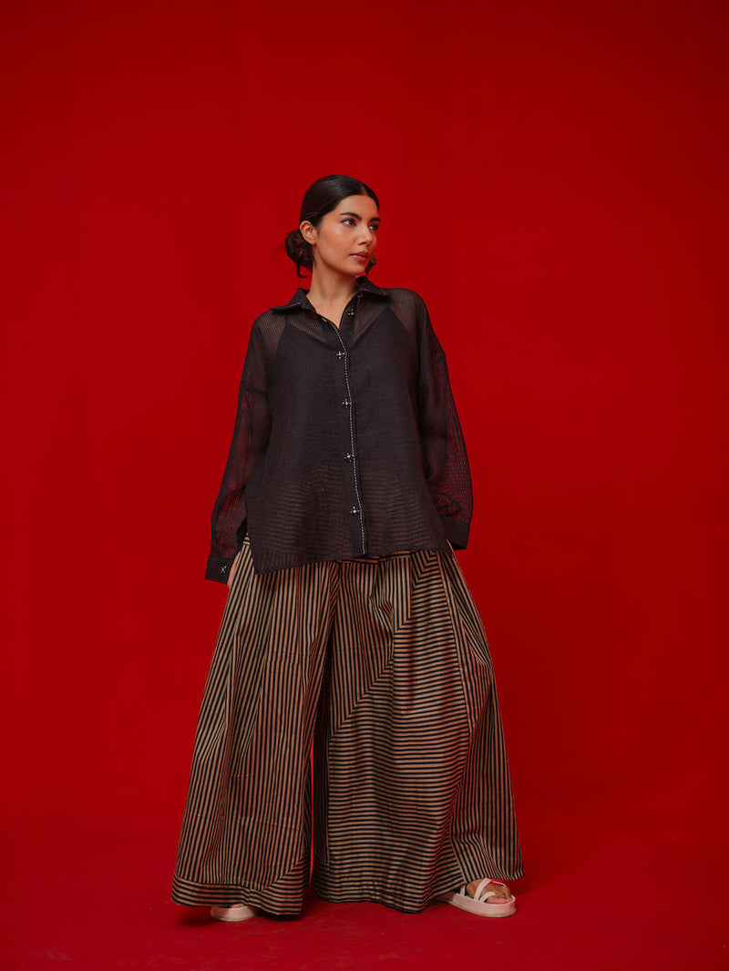 Float Shirt-Black handwoven cotton top/shirt by Stoique in black for women Worldwide