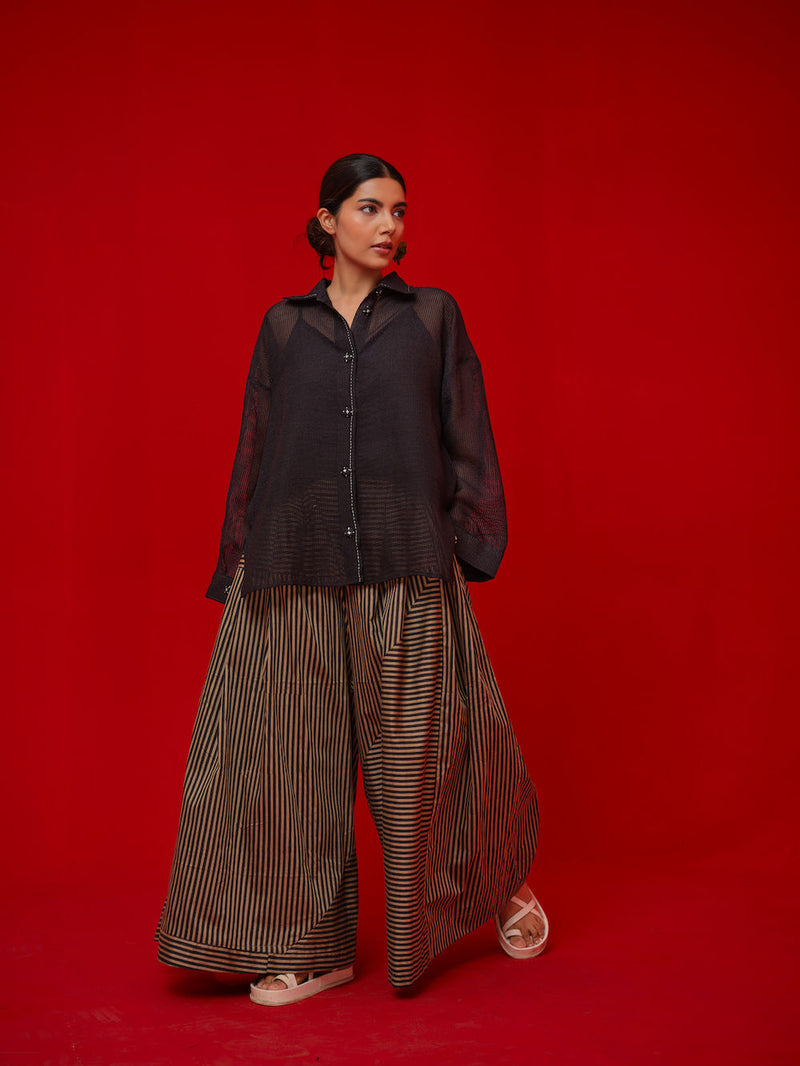 Float Shirt-Black handwoven cotton top/shirt by Stoique in black for women Worldwide