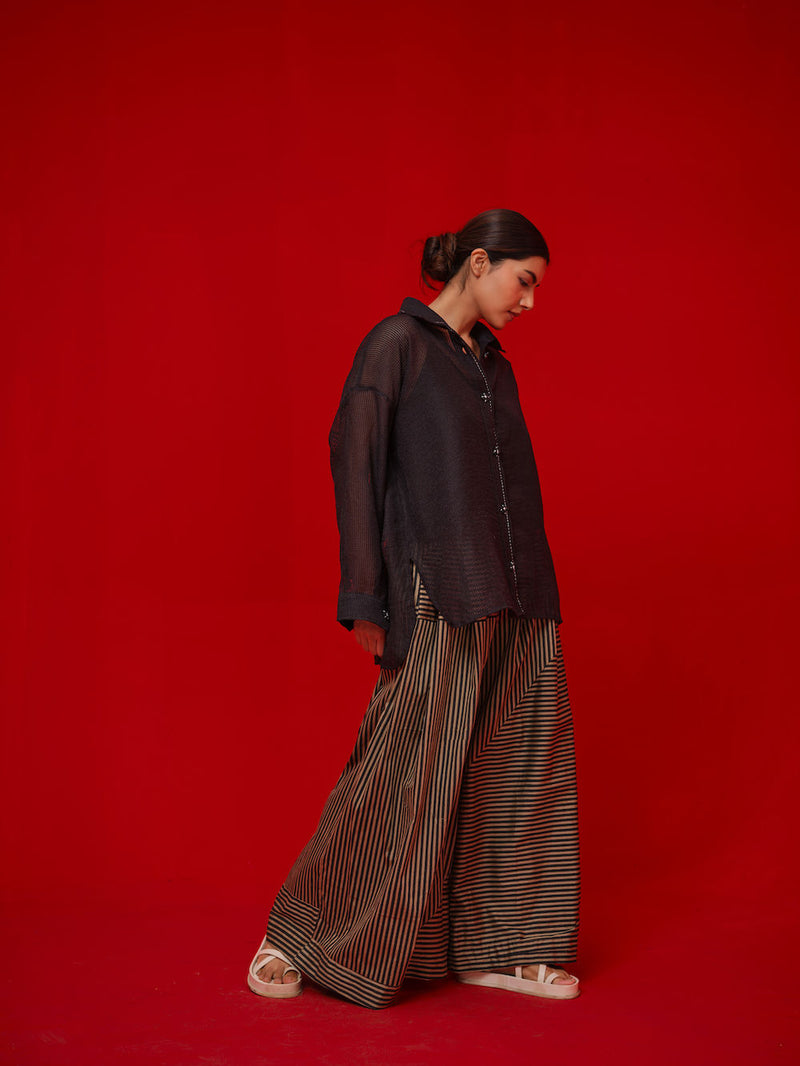 Float Shirt-Black handwoven cotton top/shirt by Stoique in black for women Worldwide