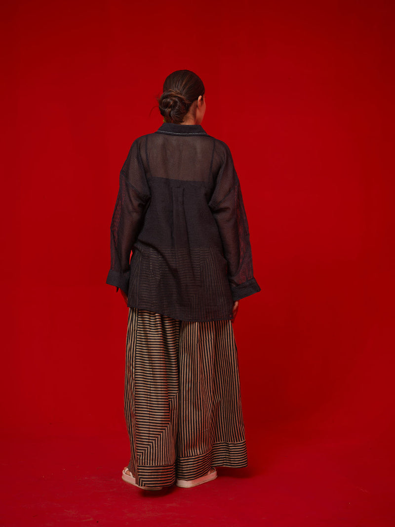 Float Shirt-Black handwoven cotton top/shirt by Stoique in black for women Worldwide
